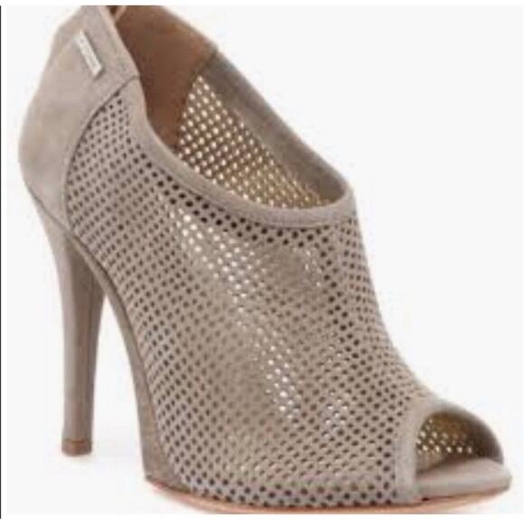 Gianfranco Ferre Heeled Booties 38 Size 8 Perforated Peep Toe Zipper Designer - Picture 6 of 7